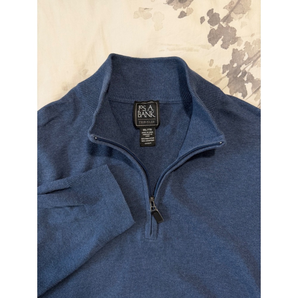 Jos. A. Bank Traveler Mens Blue 100% Pima Cotton Quarter Zip Sweater XXL